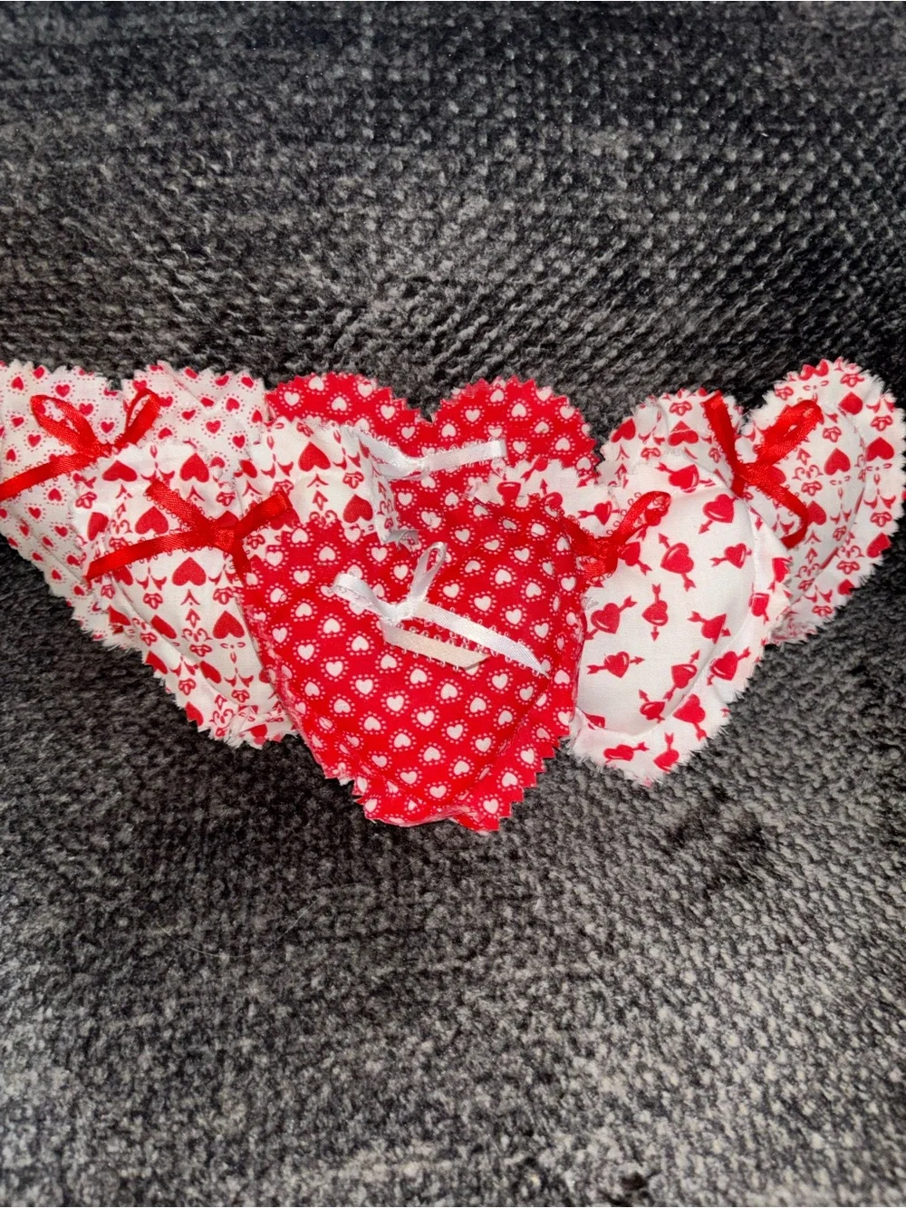 Handmade Quilted Stuffed Hearts Set of 6 ❤️